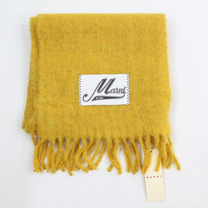 MARNI ASZC0005A0 Alpaca Fringe Stole/Scarf, Mustard, Women's